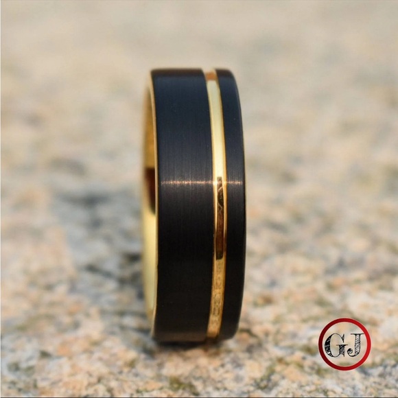 Black and Gold Tungsten Jewelry Ring - Picture 3 of 5